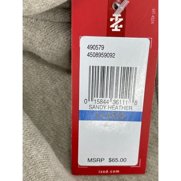 NWT Izod Full Zipper Sweatshirt Jacket Men's Sweat Shirt Size XL NEW Sandy Beige - Picture 5 of 11